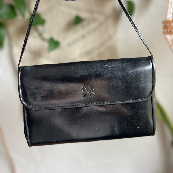 Vintage Anne Klein Black Crossbody Shoulder Bag –Minimalist 90s Designer Purse - Picture 10 of 13